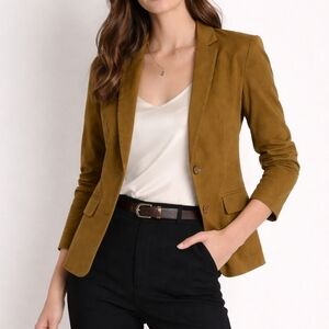 NWT, TANDEM stretch Mustard Wool Viscose Fitted Single-breasted Blazer Size M
